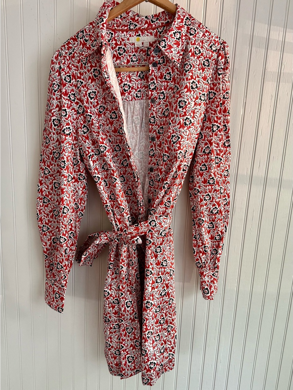 Boden Floral Tie-Waist Dress Size 10 Cotton Fall Dress